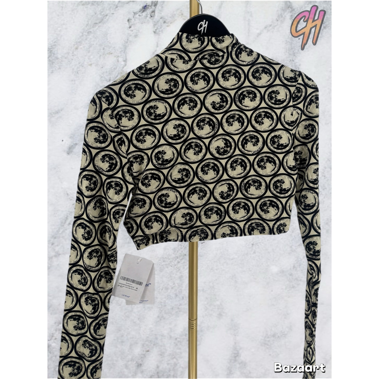 Off-White Sec Moon Crop Top Turtleneck Size 40 (Msrp: $676)